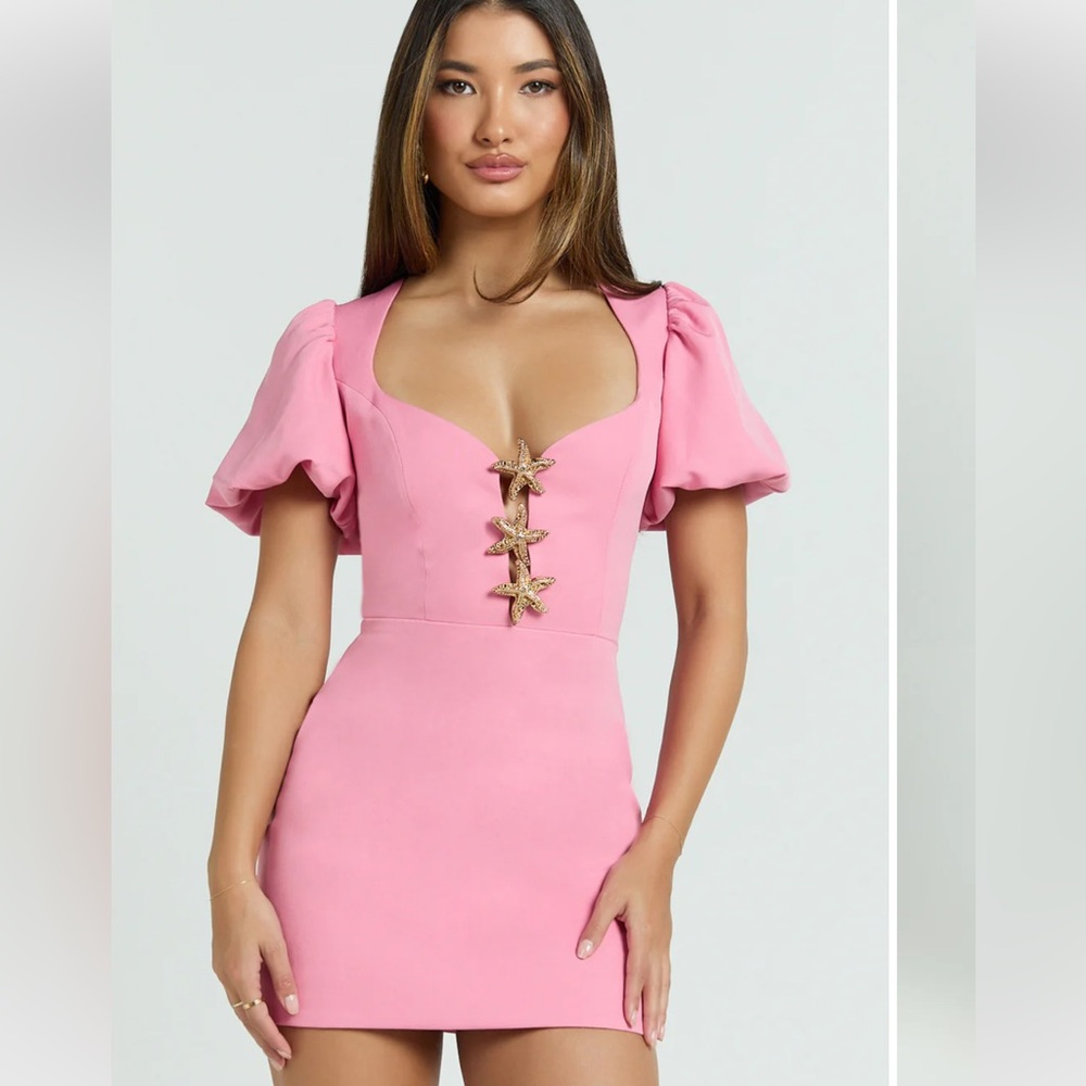Showpo Pink Star Embellished Mini Dress